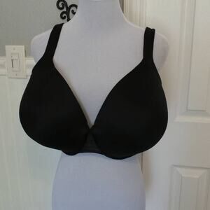 Cacique Satin Full Coverage Adjustable Straps Black Bra Size 40H